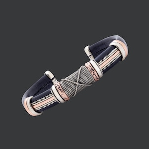 Pulsera de cuero y cobre: brazalete unisex ajustable, ideal para él y para ella, regalo de Navidad para hombres y mujeres, pulsera de la amistad o de pareja. imagen 7