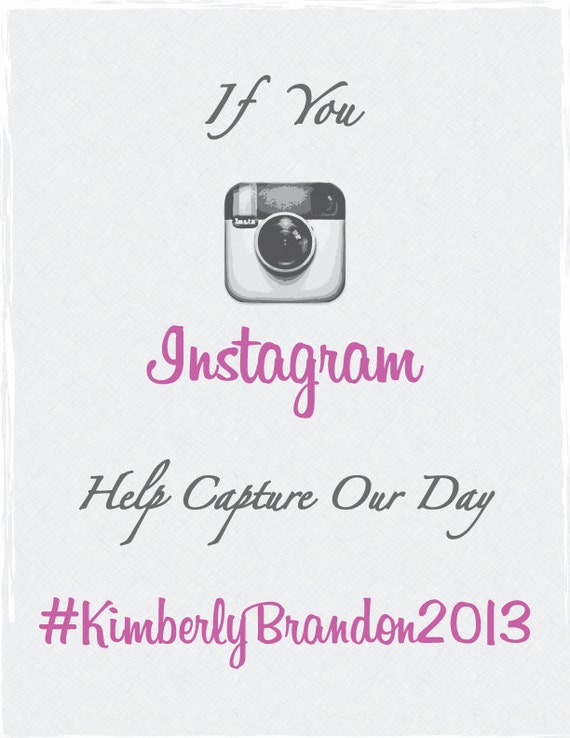 Items similar to Custom instagram wedding hashtag sign on Etsy