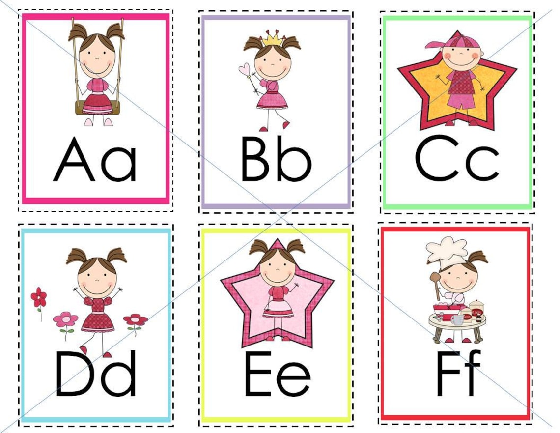 Princess Pink ABC and 123 Flash Cards printable | Etsy