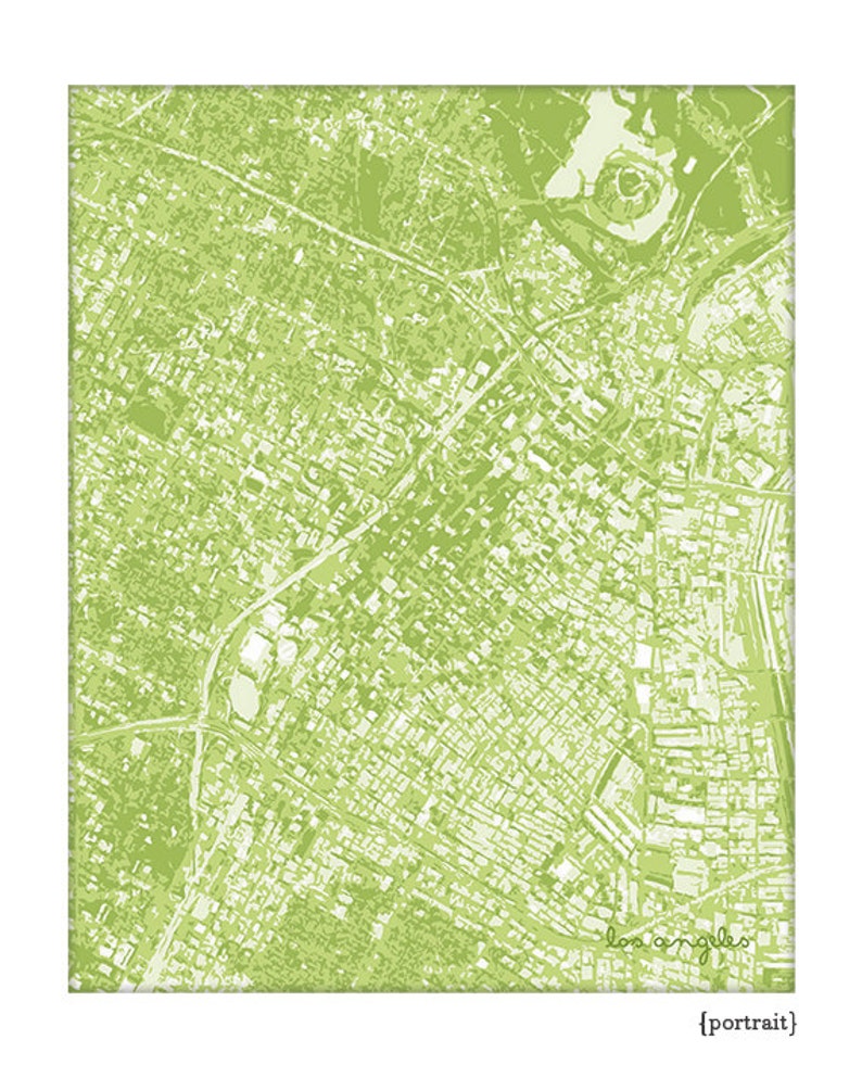 Los Angeles Cityscape / LA California Graphic City Map Art Print / 8x10 Wall Art Poster / Choose your color image 1