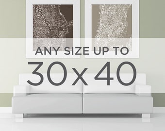 30x40" Cityscape Map Poster: Choose your City