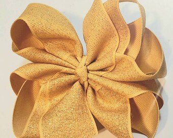 Gold Hair Bow , Gold Glitter Bow , Gold Octopus Bow , Glitter Hair Bow