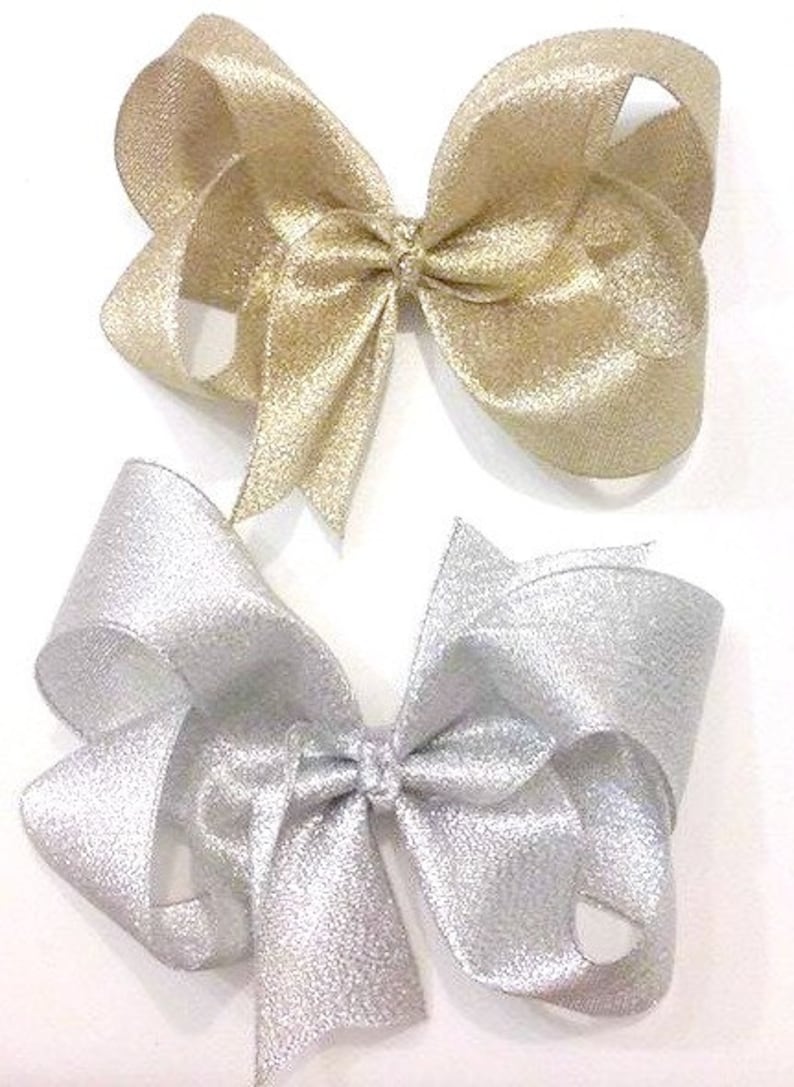 Gold Hair Bows Silver Hair Bows Glitter Hair Bows Etsy