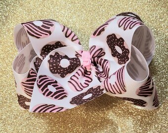 Donut Hair Bow , Donut Headband , Donut Birthday Bow , 1st Birthday Bow