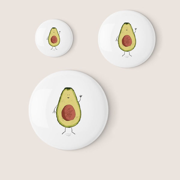 Avocado Badge, Avocado gift, Fun Badge, Fruit pin, Small gift for her, Badges and Pins, Avocodo, Waving, Say hello, Cute Badge