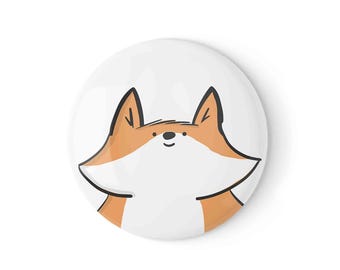 Hand-Illustrated Fox Button Pin Badge | Woodland Animal Accessory