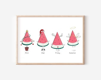 Personalised Watermelon Christmas Family Print