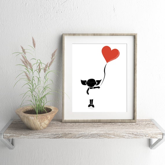 Modern Wall Art Black And White Art Vector Art Heart Etsy