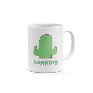Taza divertida con diseño de cactus: encanto botánico y ambiente desértico (cerámica de 325 ml)