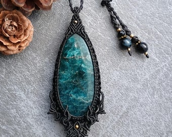 Apatiet macramé ketting | Afmeting hanger: 7,4 cm