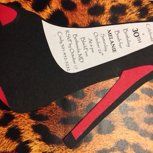 High Heel Birthday Invitation sample | high heel invitation | red bottom inspired invitation | heel invitations | stiletto heel invitation