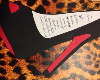 High Heel Birthday Invitation set of 5 | heel invite | shoe invite | dtilleyo birthday invite | stiletto | red bottoms