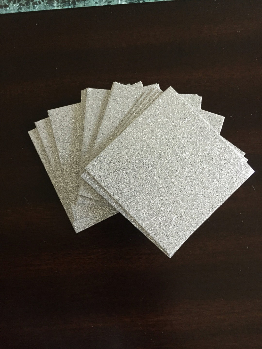 Silver Glitter Cardstock 25 2x2 Glitter Paper Glitter Squares 2x2