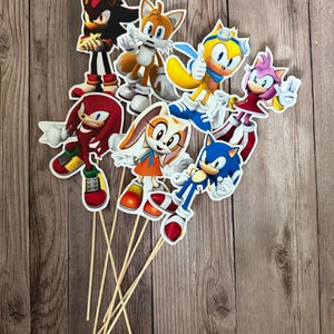 Sonic centerpieces | sonic the hedgehog birthday party | Sonic theme | centerpieces | Shadow | Tails | Knuckles | Sonic bday toppers (1 set)