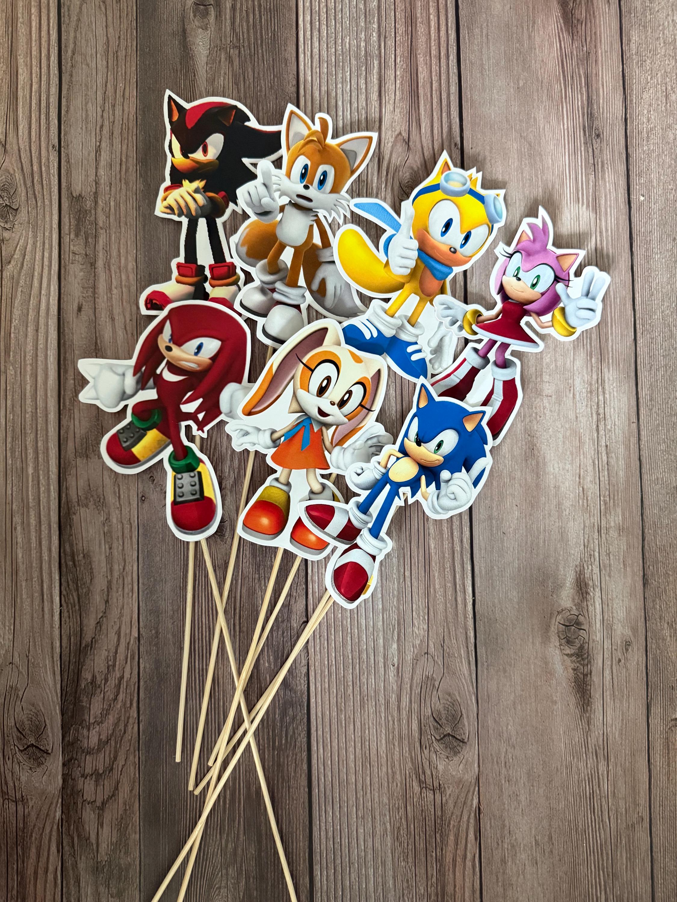 Sonic centerpieces | sonic the hedgehog birthday party | Sonic theme | centerpieces | Shadow | Tails | Knuckles | Sonic bday toppers (1 set)