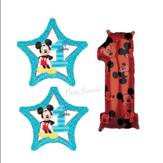 Mickey Mouse 1st Birthday Balloons Jumbo Number 1 Mickey Stars 1st Birthday Boy Balloons Select Your Pkg Made in USA Il_570xn