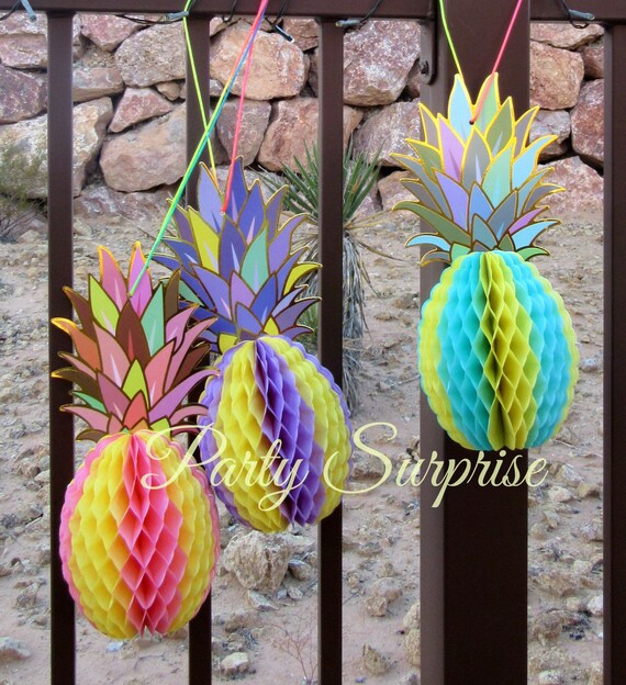 Pineapple Decorations Hanging Honeycomb Stunning Tropical Etsy