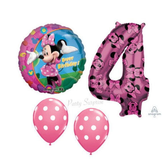 4th Birthday Minnie Mouse 4th Birthday Balloon Pkg Jumbo Minnie Number 4 26", Girl 4th Birthday Balloons Balloon Made USA Il_570xn