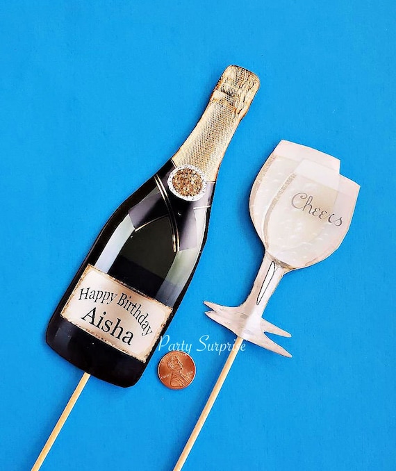 Glückwunsch CHAMPERS Champagner Personalisierte Essbare Kuchen Topper Wafer Icing