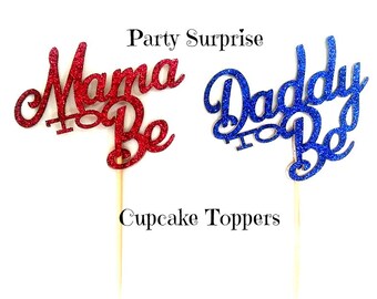 Cupcake Topper Daddy and Mommy to Be Baby Shower Gender Reveal Party Cake Decoration Cupcake topper