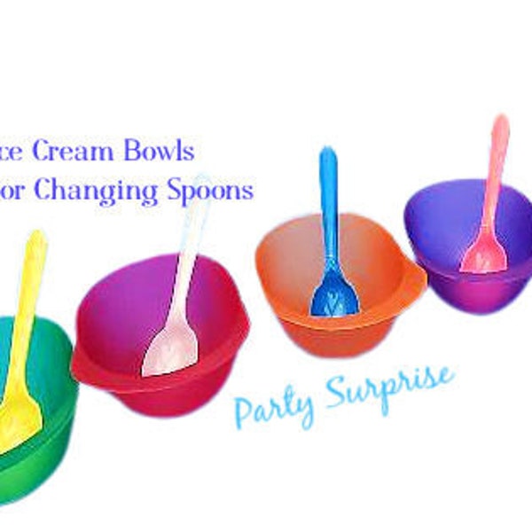 Baseball Ice Cream Bowls Helmets Party Favors Construction Helmets Sets Red Green Blue Orange Purple with Color Changing Spoons Treat Kids