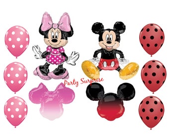 Mickey and Minnie Mouse Ombre Foil Balloon Set, Kids Birthday