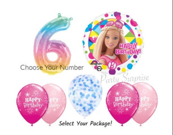Barbie Birthday Balloon Package Jelli Ombre Number Balloon Happy Birthday Select Your Number and Pkg Girl Birthday Barbie Baloons Il_570xn
