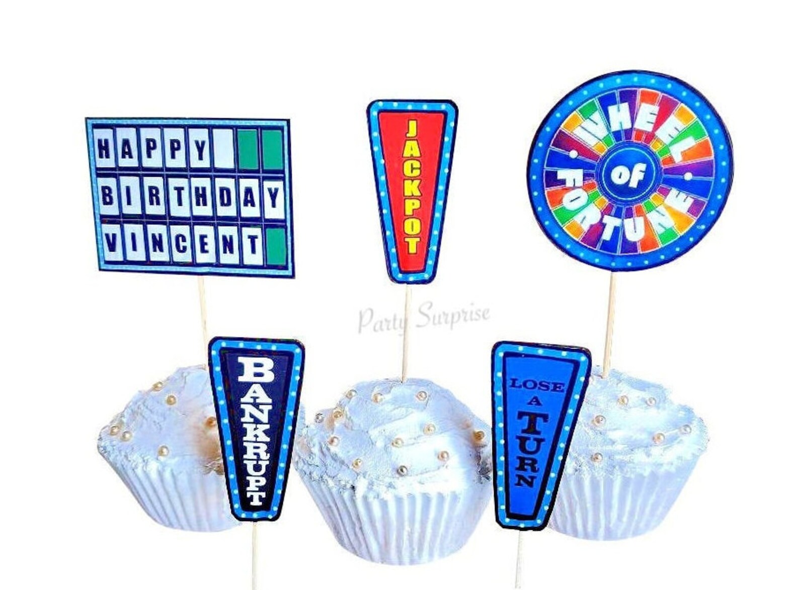 Wheel of Fortune Cupcake Toppers Custom Made for You Game Etsy