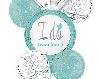 Bride Balloon Bouquet: Diamond Ring, Blue Wedding Balloons