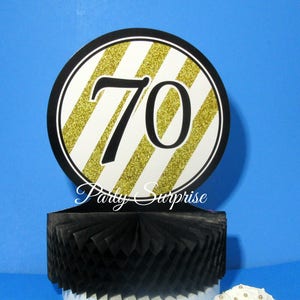 70th Birthday 70th Anniversary Centerpiece Black and Gold Foil 70 Table Centerpiece