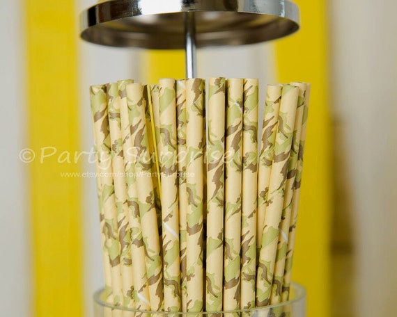 Army Camo Paper Drinking Straws,Patriotic Party Supplies,Boy Party Straws,Military Paper Straws,Military Party Straws, Il_570xn