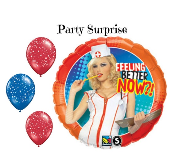 Nurse Balloon Get Well Feeling Better Sexy Nurse Balloon Package Feel Better Recovery Rehab Nurse Balloons Il_570xn