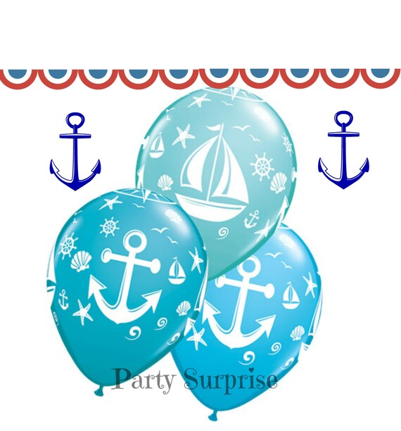 Anchor Balloons Nautical Sailboat Balloons latex 11" Nautical theme shower birthday boating swimming beach Navy sailing party balloons Il_570xn