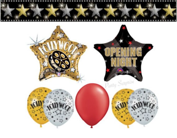 Hollywood Balloons Gold Silver Theater Opening Night Balloons Rising Star Balloons Made in USA Il_570xn