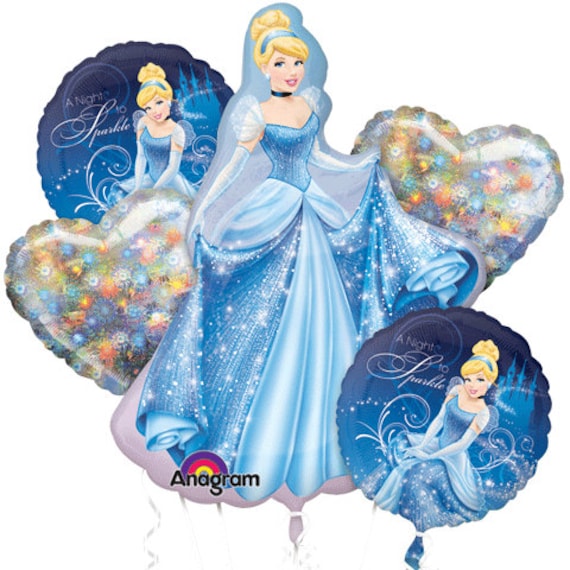 Cinderella Balloons Party Balloons Girl Birthday Party Princess Party Mylar Foil and Latex Ribbon Included Cinderella Party Balloons Il_570xn