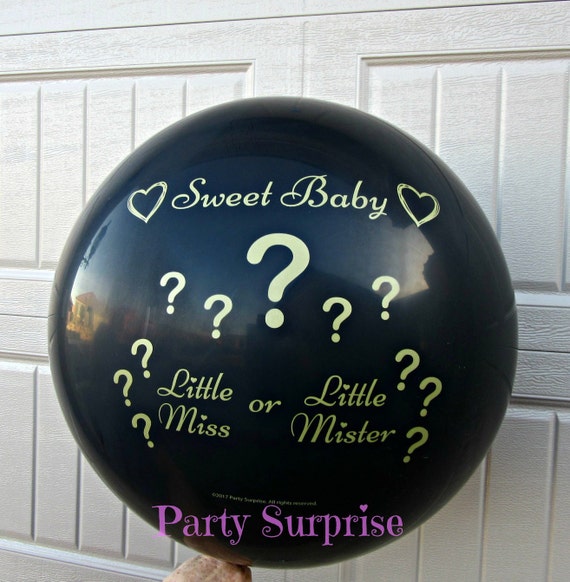 Gender Reveal Balloon Jumbo 36" Sweet Baby Little Miss Little Mister Confetti Gender Reveal Question Marks Memory Tag Gender Reveal Party Il_570xn