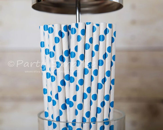 Blue Straws Polka Dots Royal Blue Paper Straws Baby Shower Bar Mitzvah Wedding Birthday Mason Jar Cake Pop Drinking Straws Il_570xn