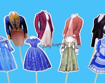 Regency Period Bridgerton Party Cupcake Cake Toppers Banner Toppers Custom Hand Made