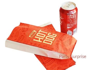 Hot Dog Wrappers Hot Dog Bags Silver Retro Food Hot Dog Wrappers Carnival Fairs Bar-B-Que Picnics Party