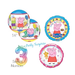 Peppa Pig Balloons Orbz Round Balloon Mylar Foil Peppa Pig Girls Boys Birthday Party Balloons Rainbow Air Fill Number Balloon Made in USA