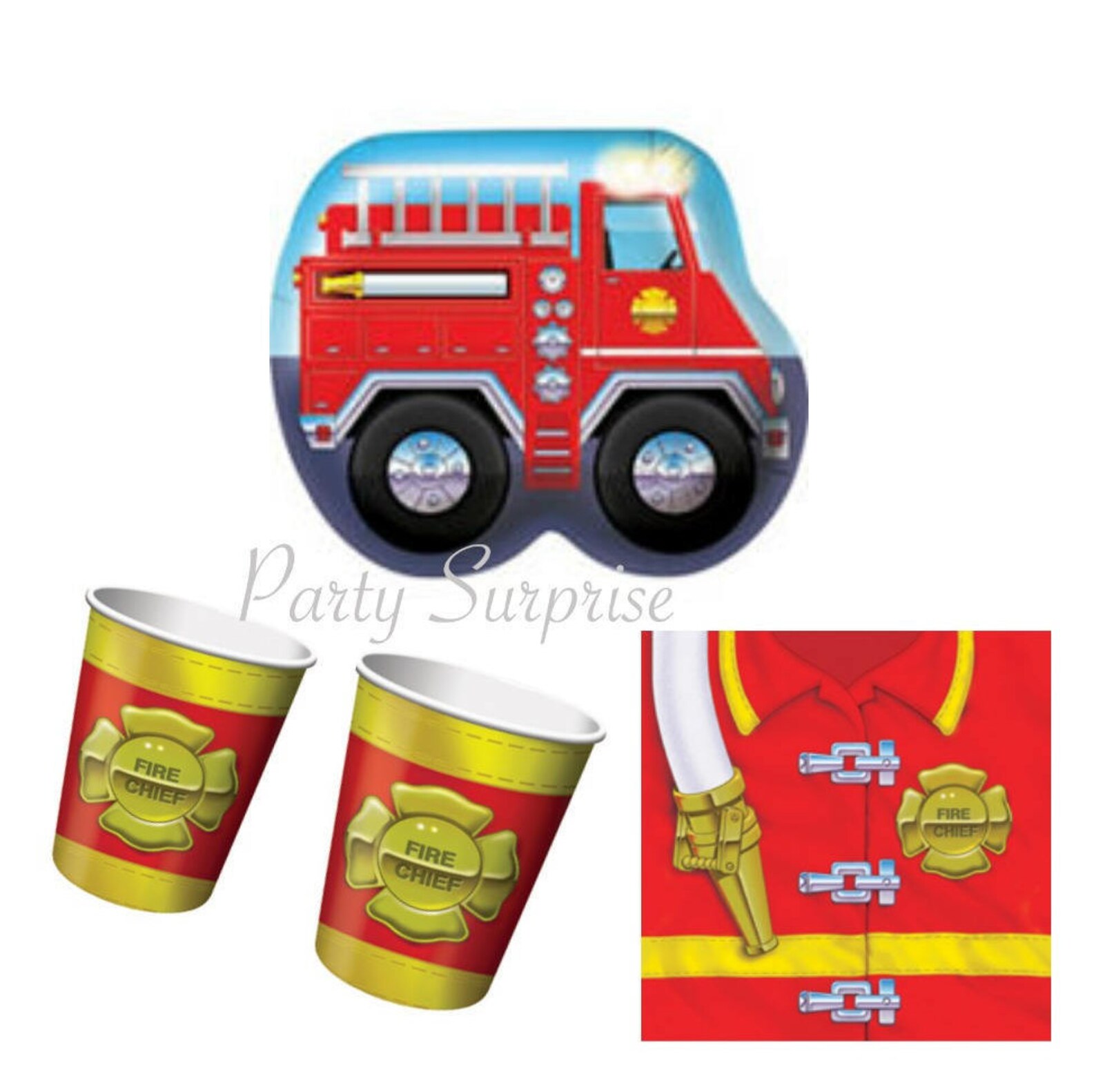 Firemen Party Fire Truck Plates Napkins Cups First Responders Etsy