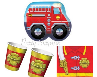 Firemen Party Fire Truck Plates Napkins Cups First Responders Chief Kids Birthday Party Firefighter Birthday Retirement Graduation