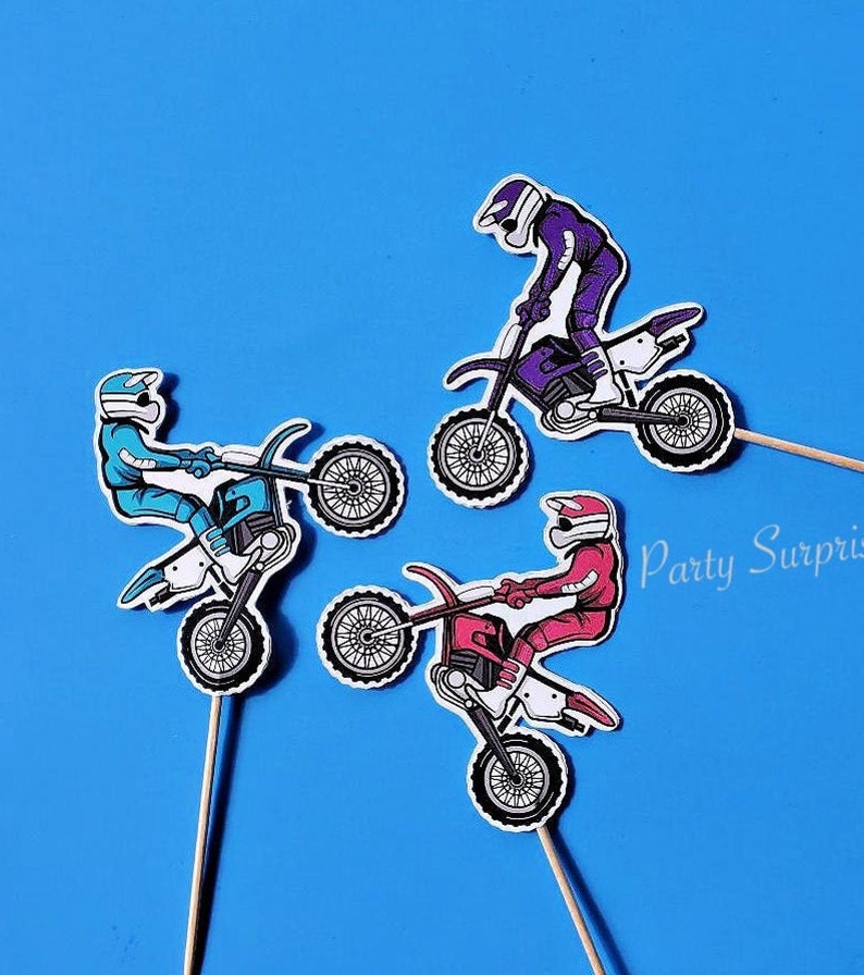 Motocross Cupcake Toppers for Girls Dirt Bike Cupcake Toppers Etsy