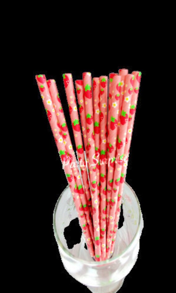 Strawberry Straws Fruit Straws Tropical Party Straws Birthday Pool Beach Swim Bar B Que, Picnic Carnival Fair Strawberry Shortcake Straws Il_570xn