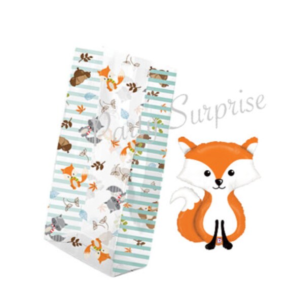 Woodland Bags Treat Bags Clear Cellophane Woodland Party Candy Cookie Muffin Goodie Favor Treat Bags with Seals Clear Fox Racoon Bags Il_570xn