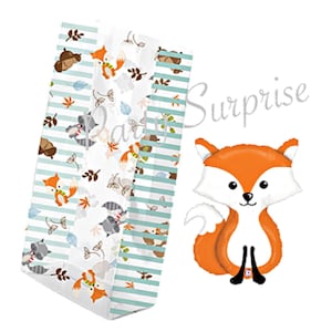 Woodland Bags Treat Bags Clear Cellophane Woodland Party Candy Cookie Muffin Goodie Favor Treat Bags with Seals Clear Fox Racoon Bags