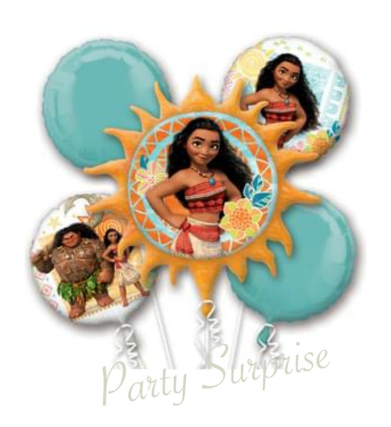 Moana Balloon Bouquet Mylar Foil Princess Moana Girl Birthday Party Balloons Tropical Party Decorations Made in USA Il_570xn