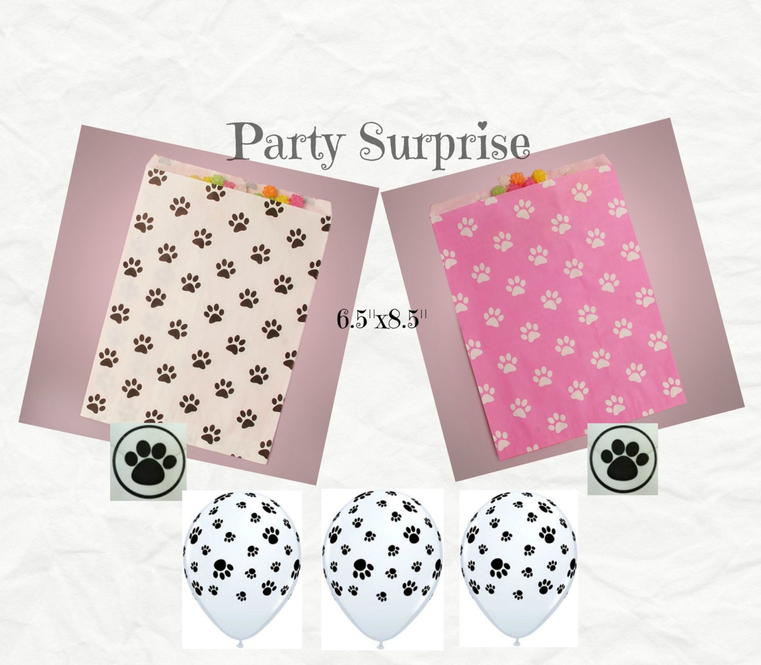 Paw Print Paper Bags Favor Treat Cookie Bags Dog Cat Party Etsy
