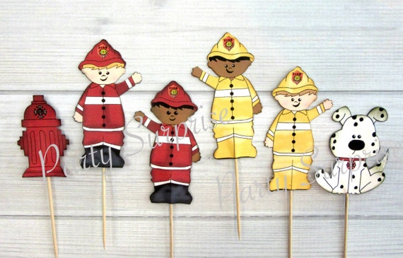 Firemen Cupcake Toppers Firefighter Party Supplies Cake