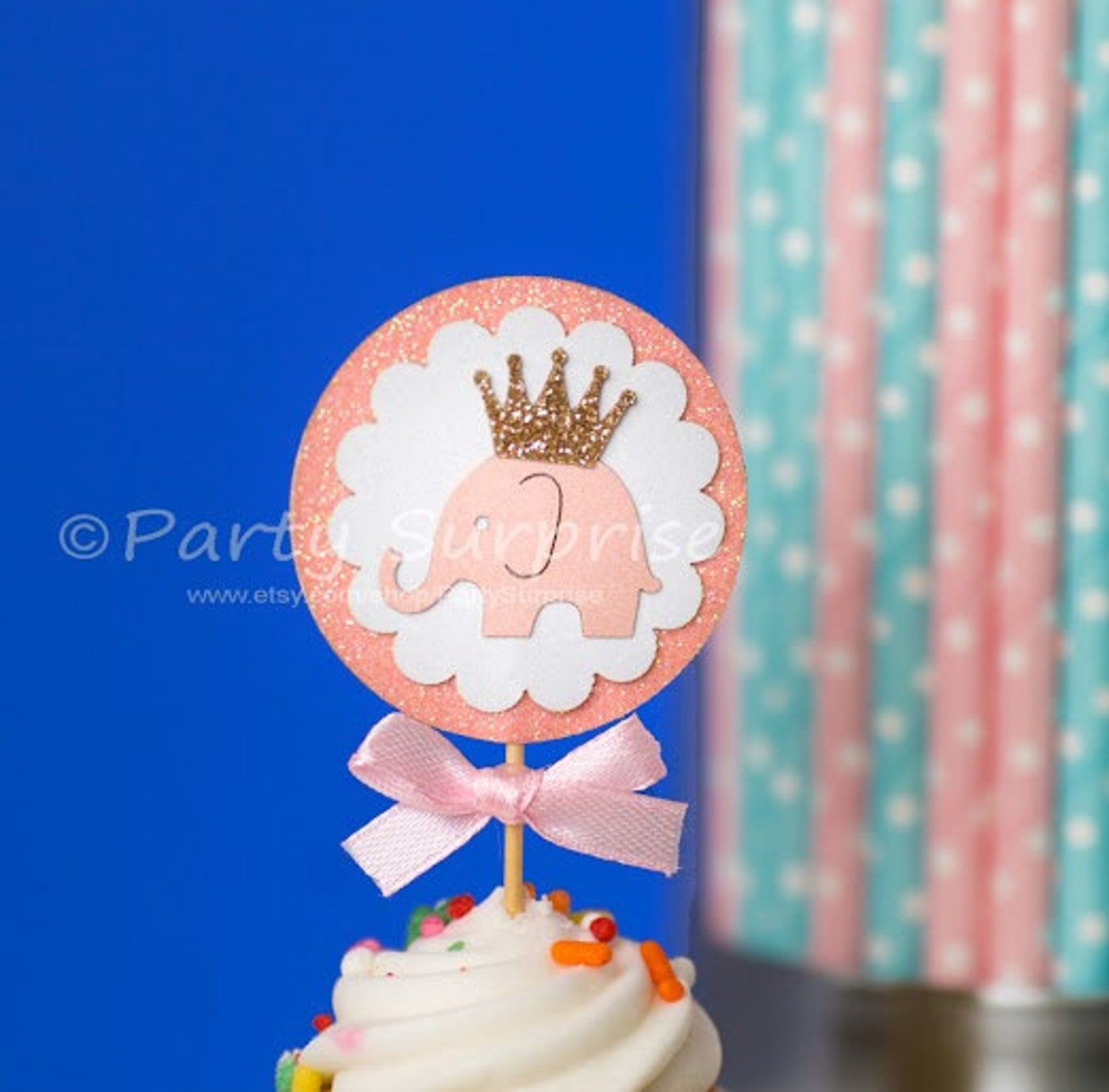 Elephant Cupcake Toppers Elephant Baby Shower Gender Reveal Etsy